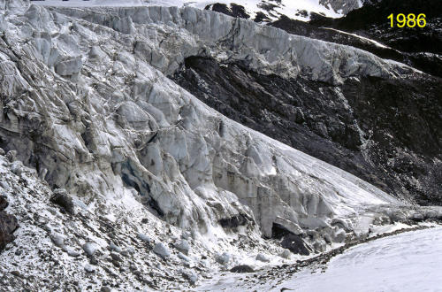 Der Sexenjochstrom auf der schwarzwandzunge 1986    (Foto M. Weber)