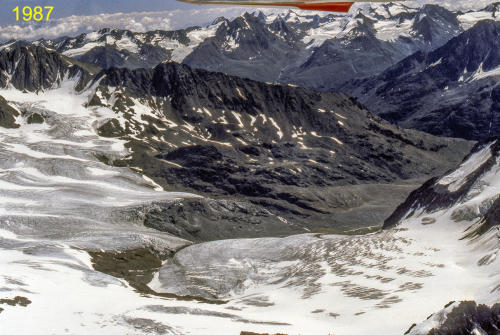 Luftaufnahme des Vernagtferners 1987 von NW  (Foto M. Weber)