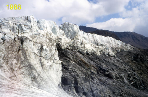 Der Eisbruch auf der östlichen Felsschwelle im Jahr 1988                    (Foto: O. Reinwarth)