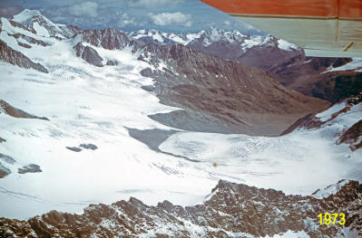 Vernagtferner 1973, Luftaufnahme von Nordwesten,     (Foto: O. Reinwarth)