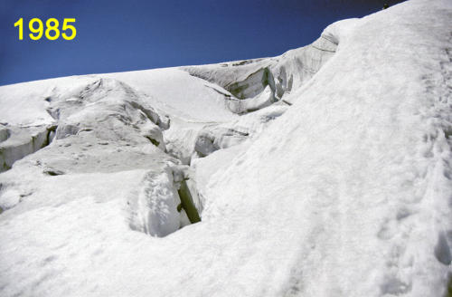 Tiefe Gletscherspalten am Hochvernagtplateau  1985     (Foto M. Weber)