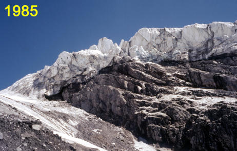 Der Eisbruch 1985 von der Front der Taschachzunge.       (Foto   M. Weber)