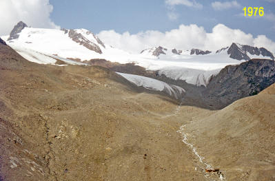 Vernagtferner 1976 mit Pegelstation von Süden